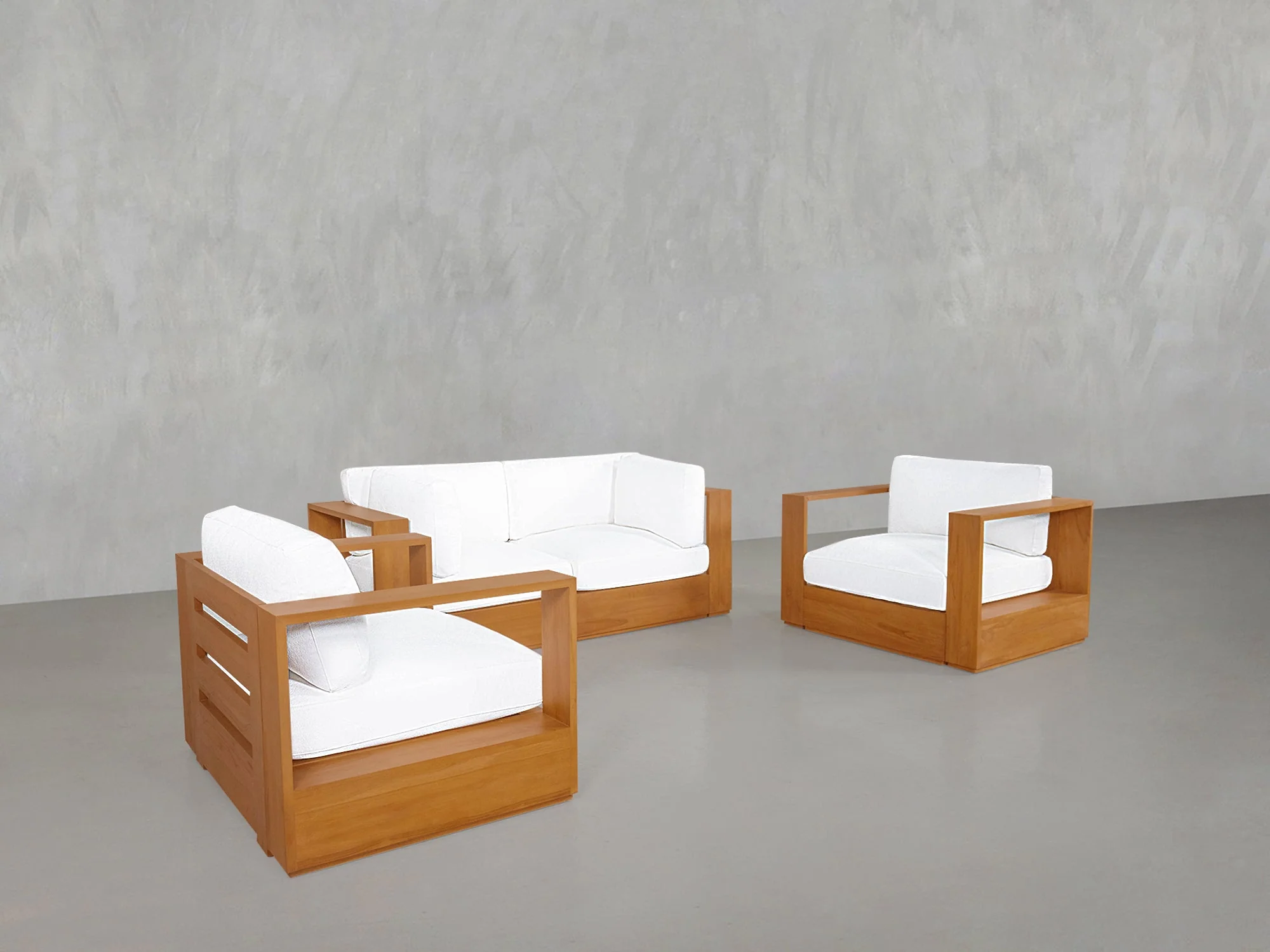 2-1-1 Sofa & Armchair Set Teak Outdoor - Image 4