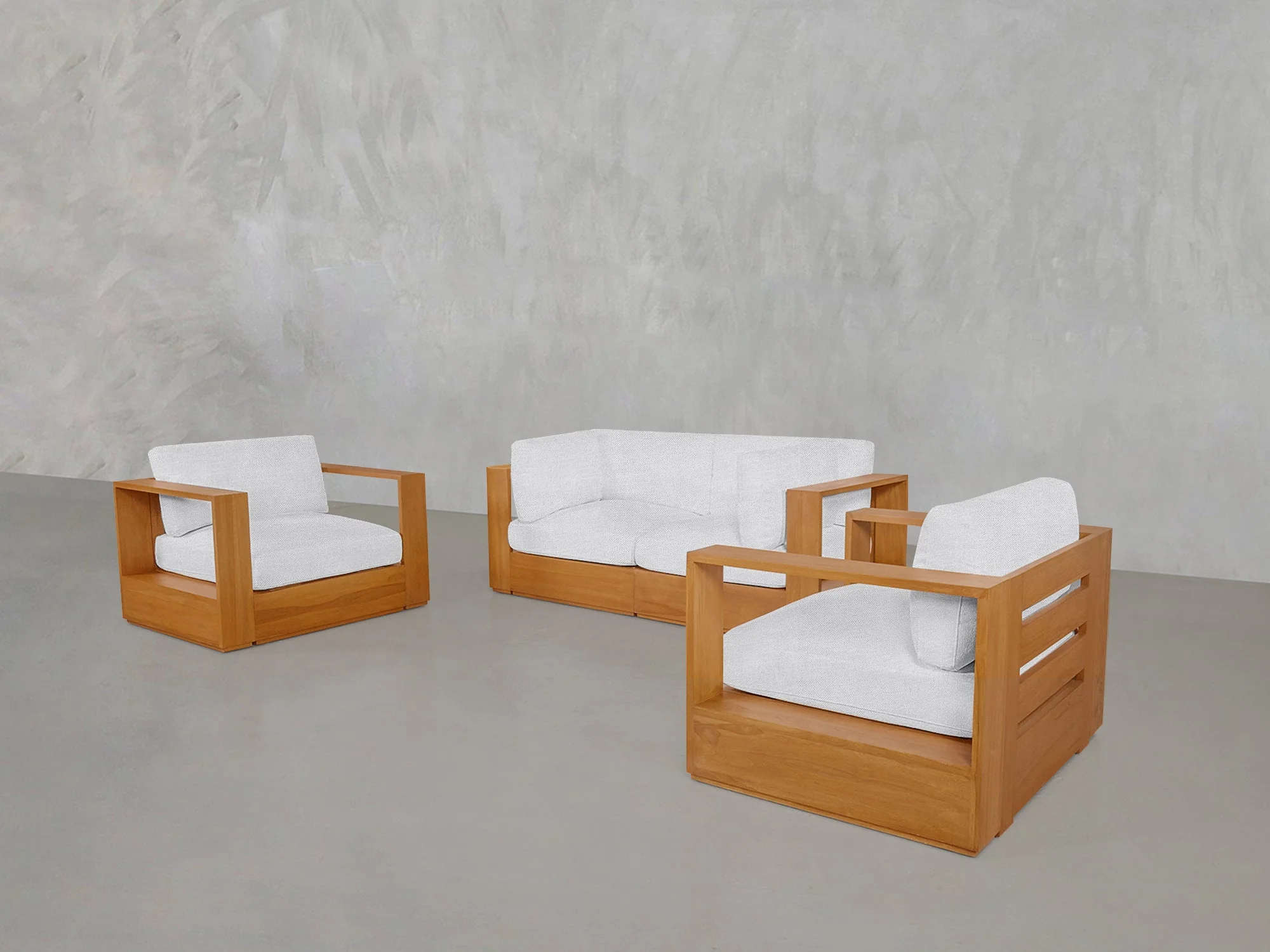 2-1-1 Sofa & Armchair Set Teak Outdoor - Image 9