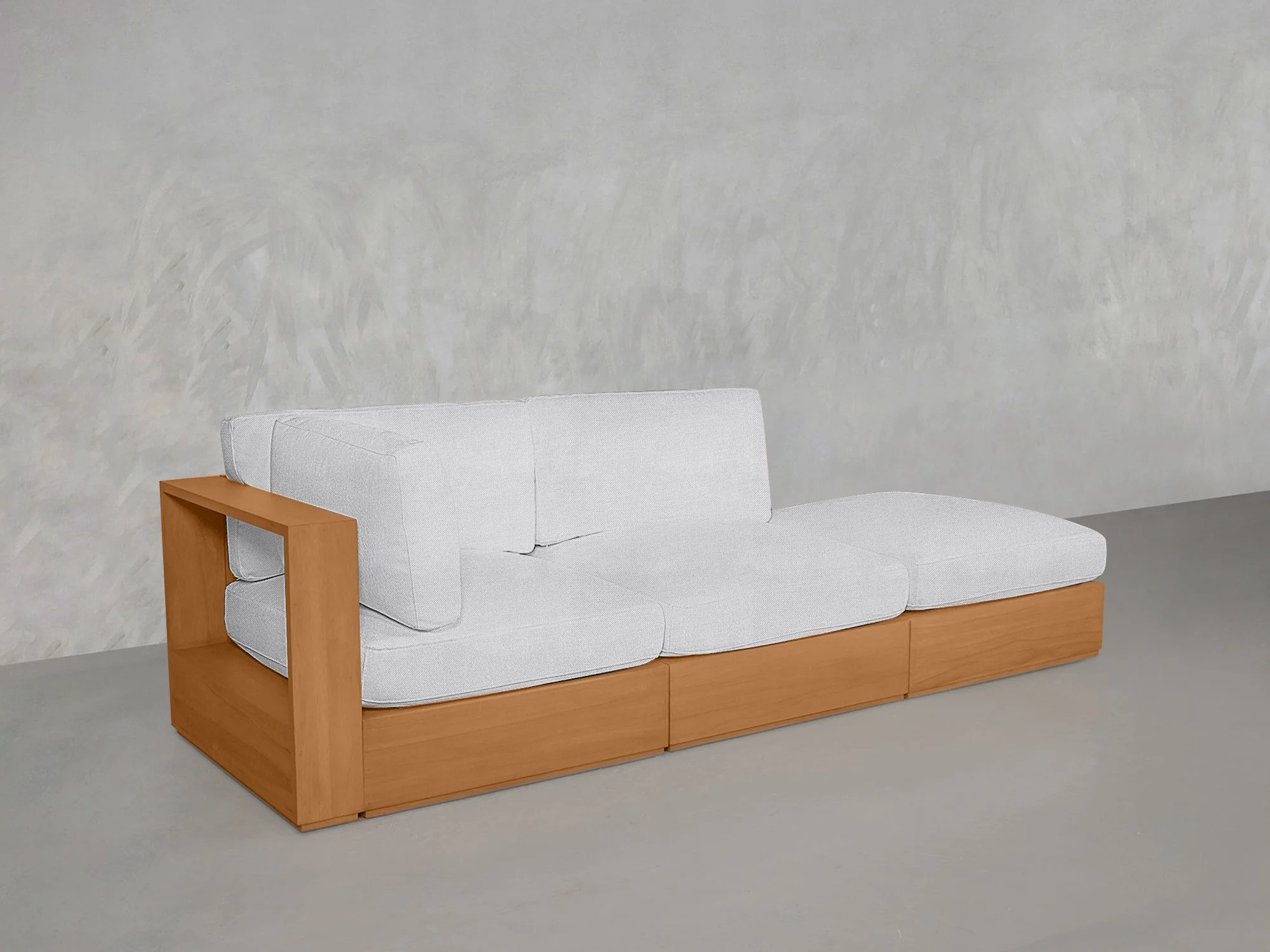 3-Seat Modular Lounger Sofa Teak Outdoor - Image 10
