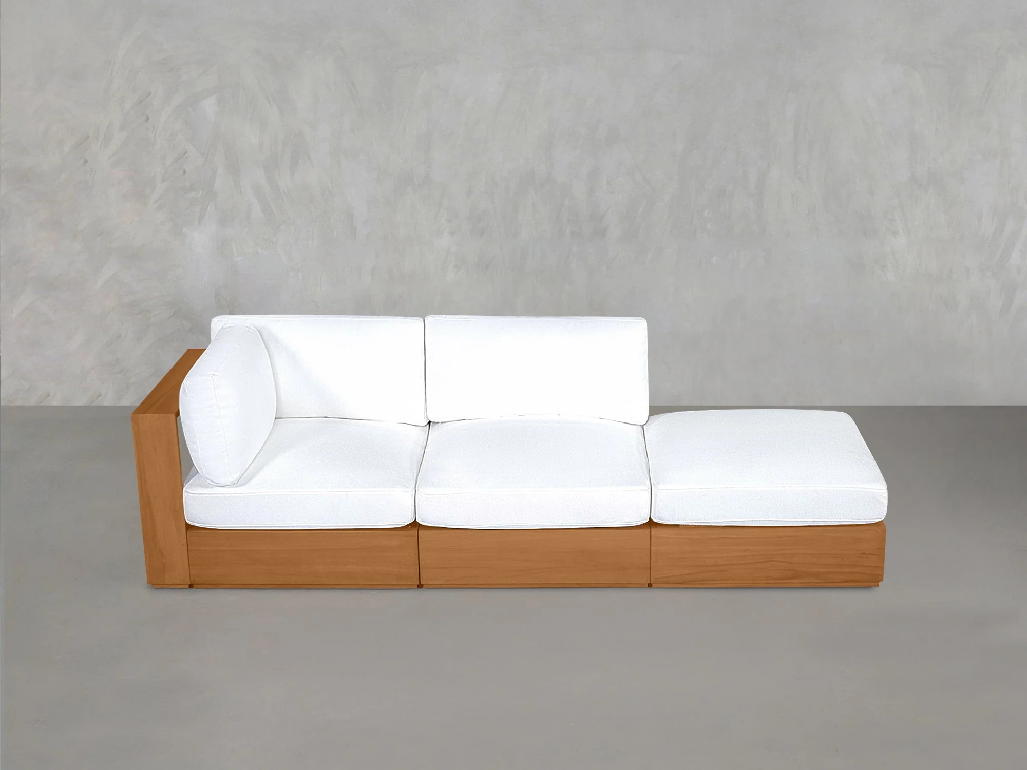 3-Seat Modular Lounger Sofa Teak Outdoor - Image 3