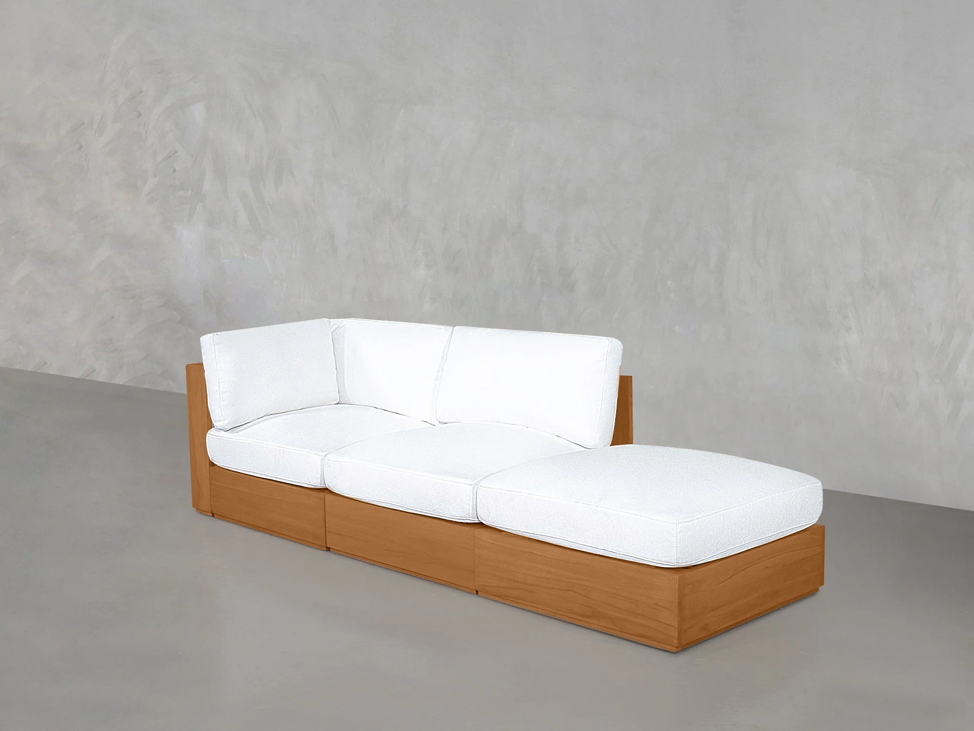 3-Seat Modular Lounger Sofa Teak Outdoor - Image 4