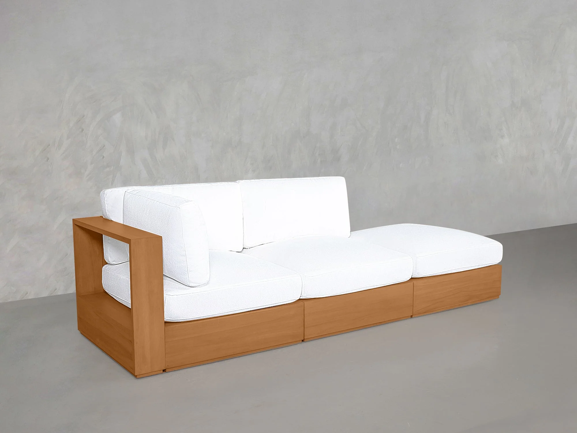 3-Seat Modular Lounger Sofa Teak Outdoor - Image 5