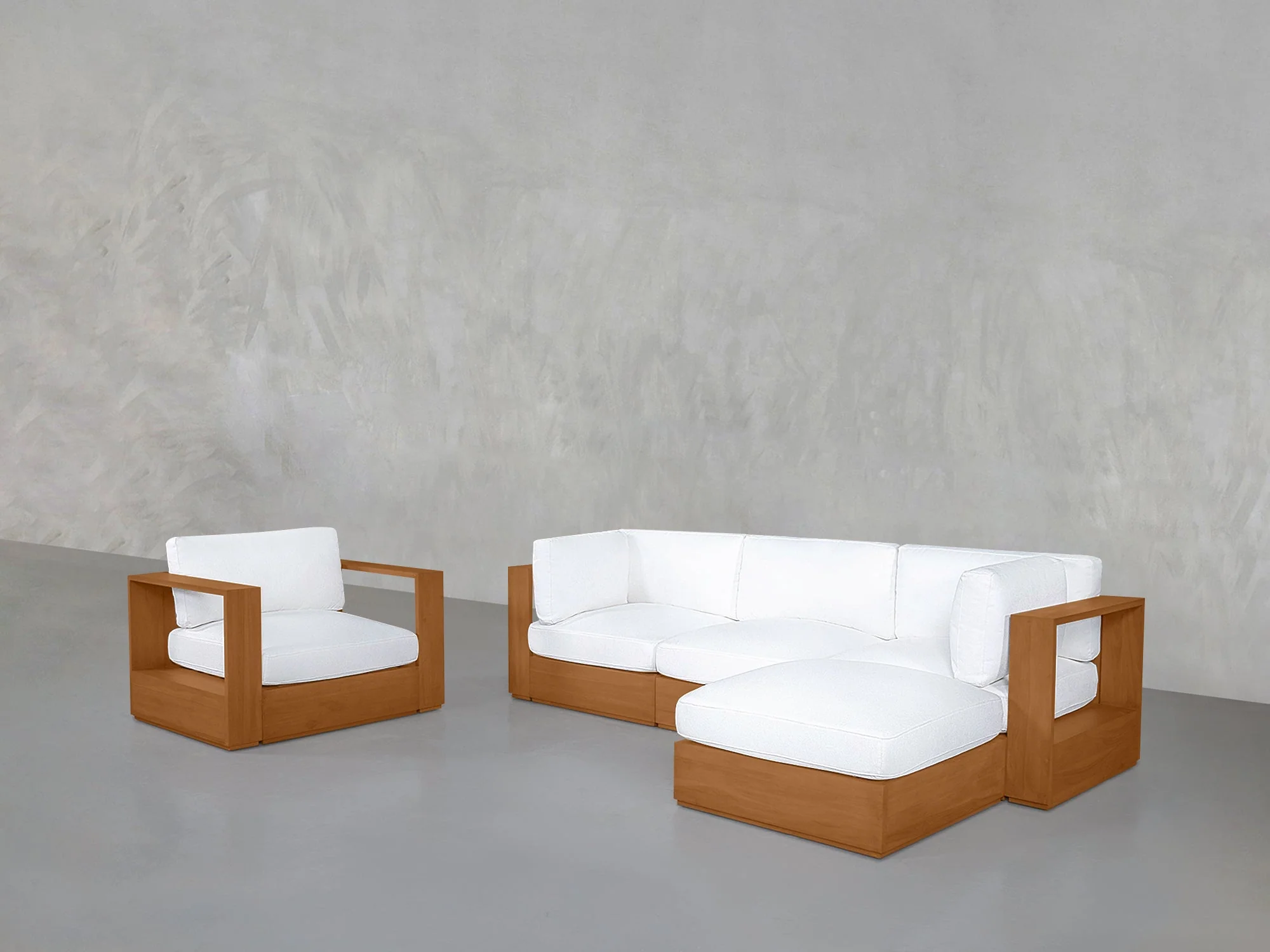 4-1 Sectional & Armchair Set Teak Outdoor - Image 3