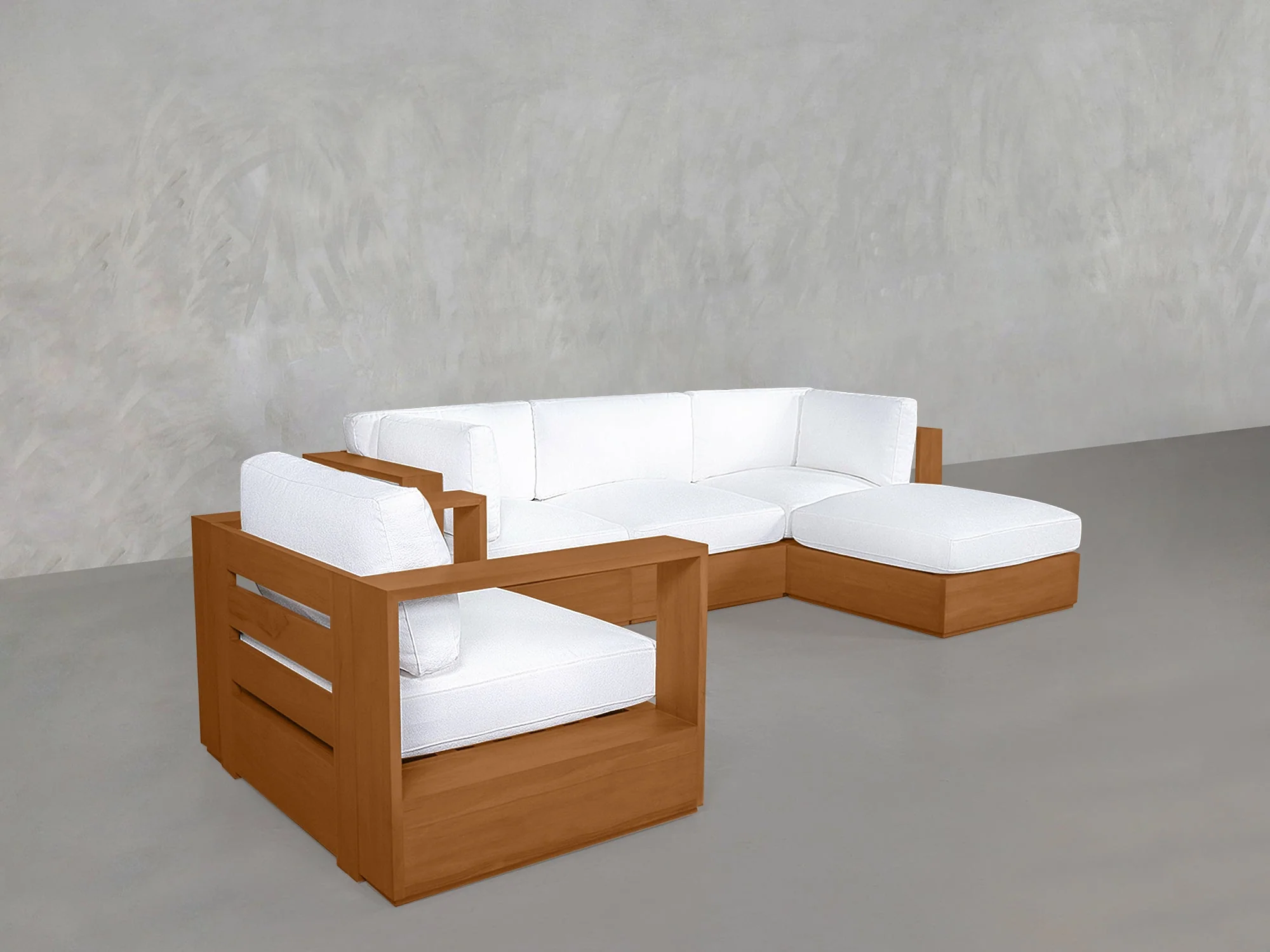 4-1 Sectional & Armchair Set Teak Outdoor - Image 4
