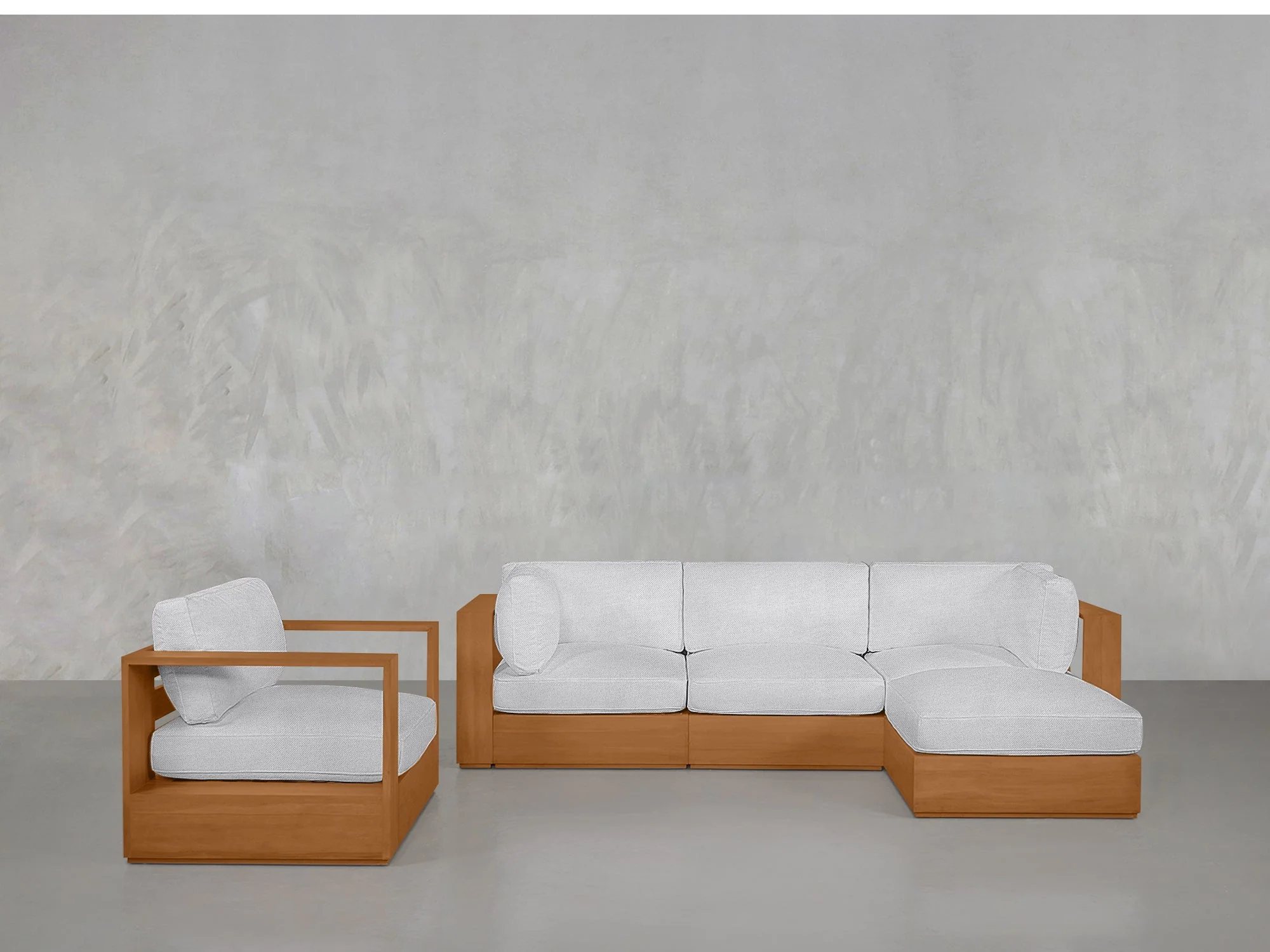 4-1 Sectional & Armchair Set Teak Outdoor - Image 8