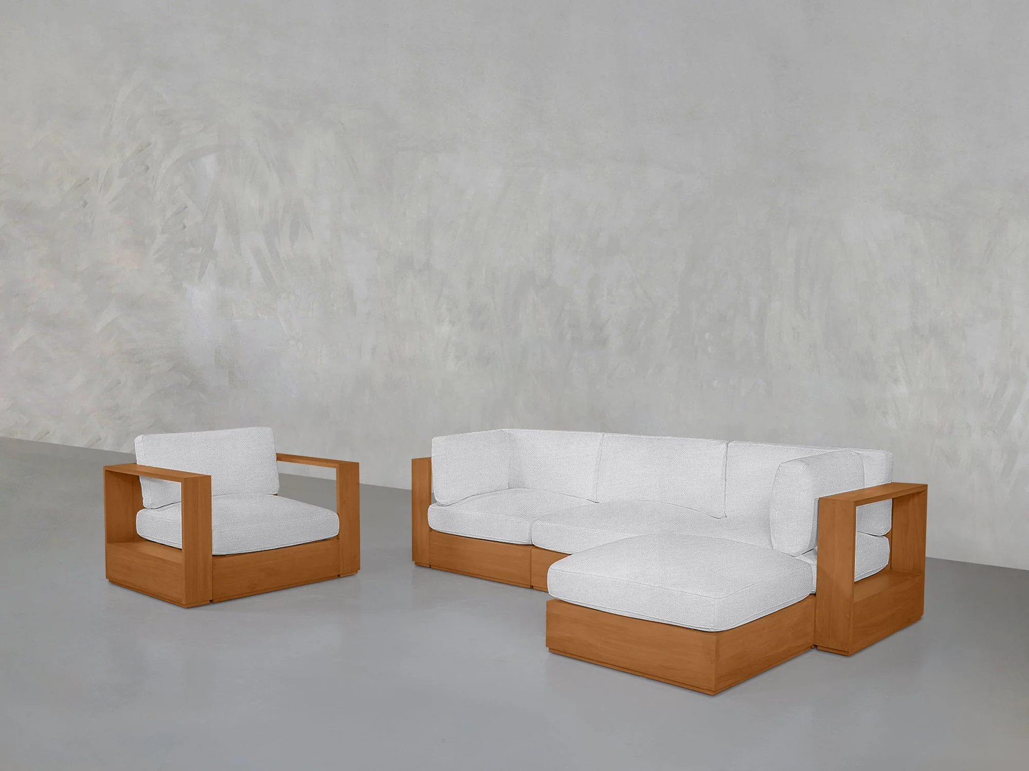 4-1 Sectional & Armchair Set Teak Outdoor - Image 9