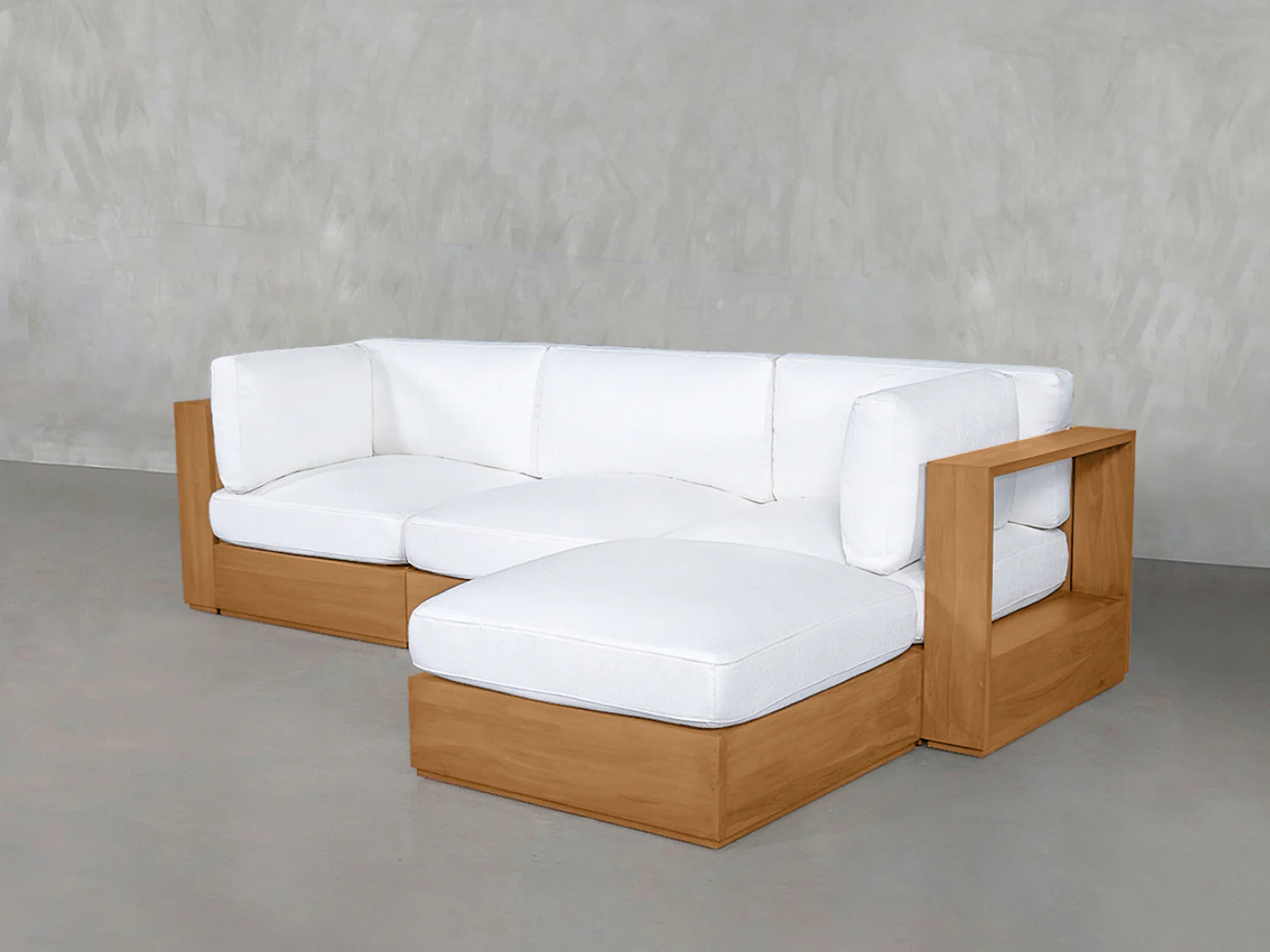 4-Seat Modular Chaise Sectional Teak Outdoor - Image 3