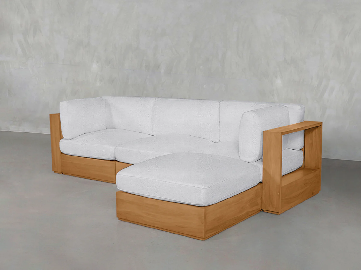 4-Seat Modular Chaise Sectional Teak Outdoor - Image 9