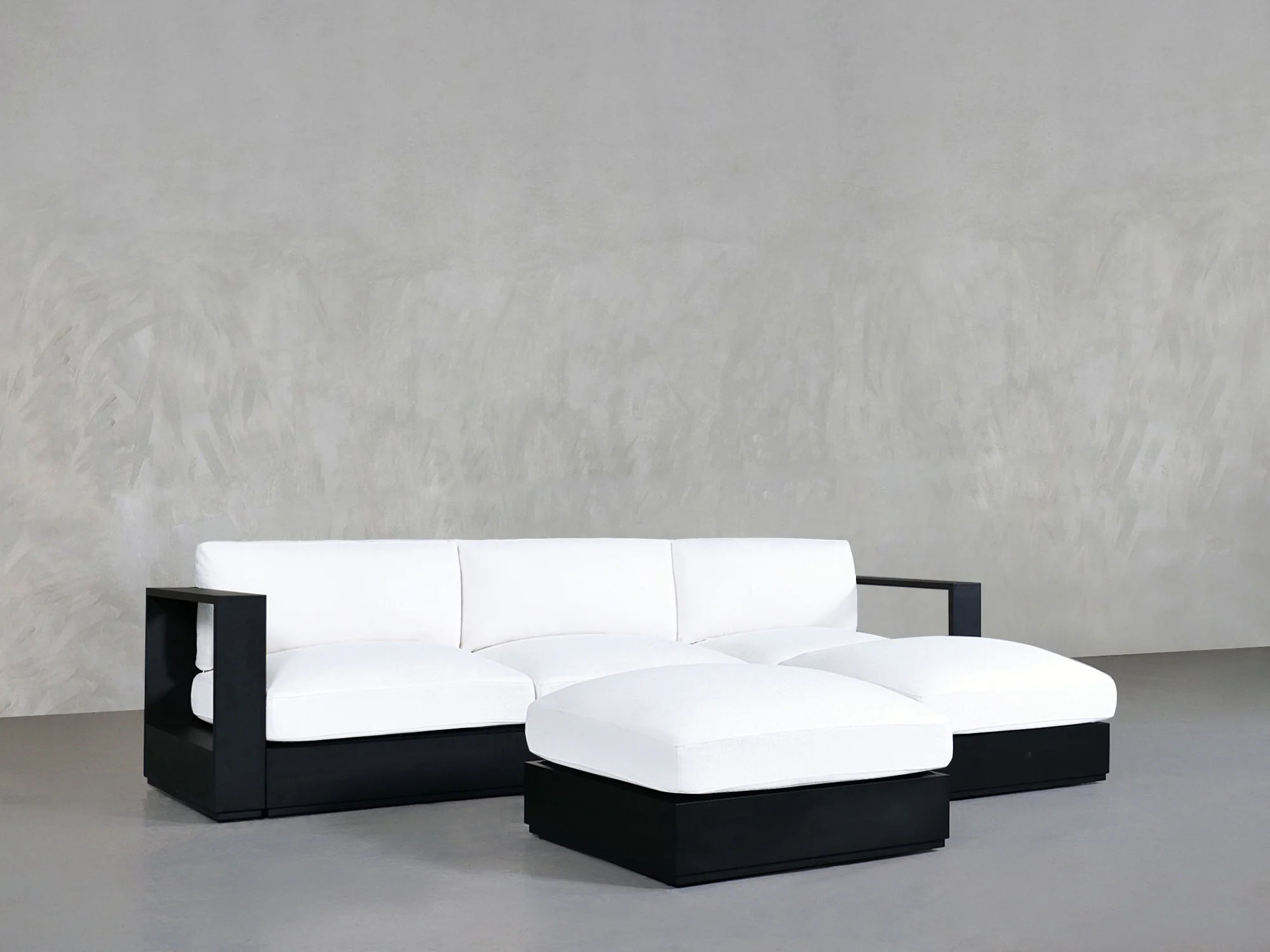 4-Seat Modular Chaise Sectional with Ottoman Aluminum Outdoor - Image 3