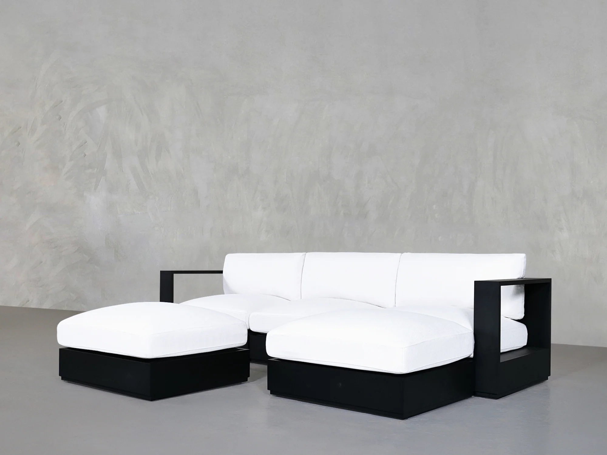 4-Seat Modular Chaise Sectional with Ottoman Aluminum Outdoor - Image 4