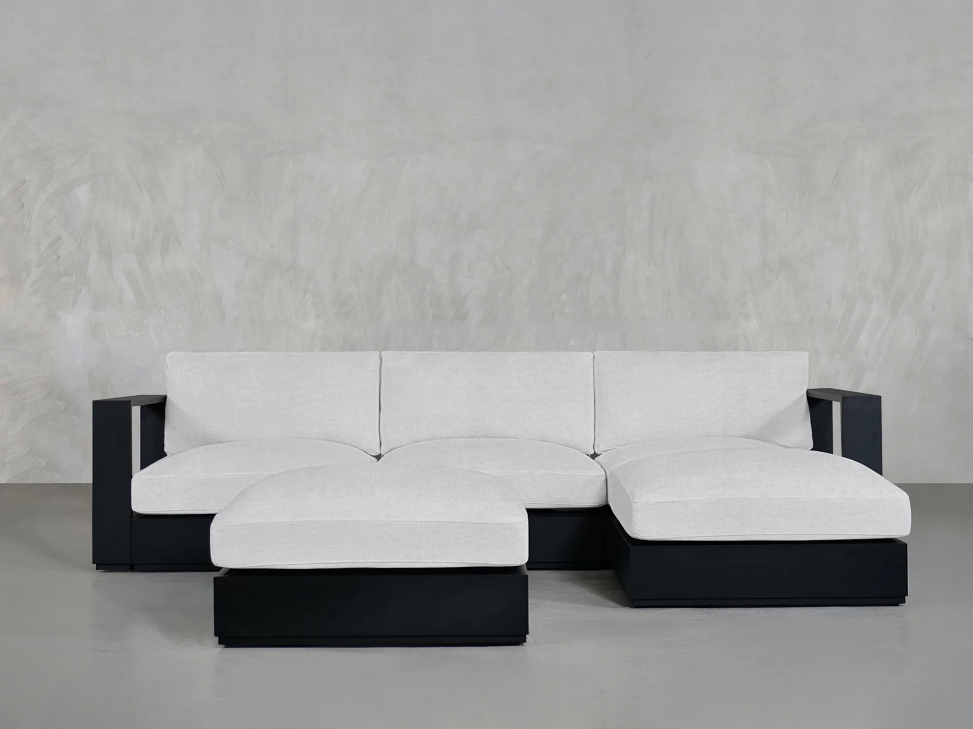 4-Seat Modular Chaise Sectional with Ottoman Aluminum Outdoor - Image 8