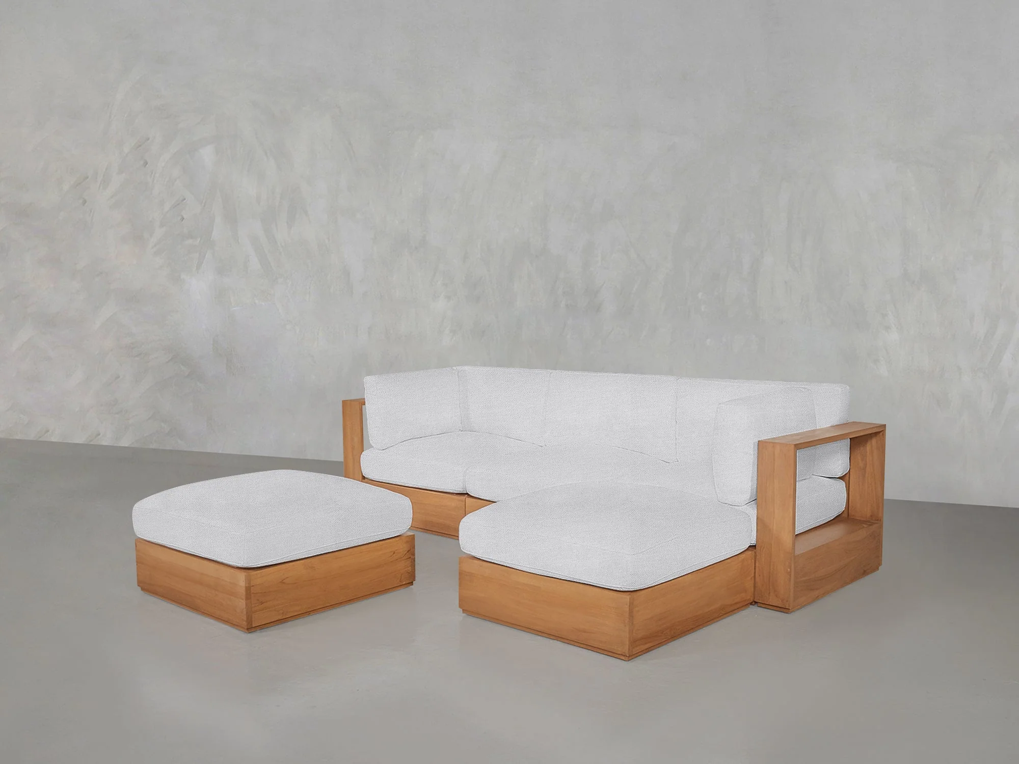 4-Seat Modular Chaise Sectional with Ottoman Teak Outdoor - Image 9