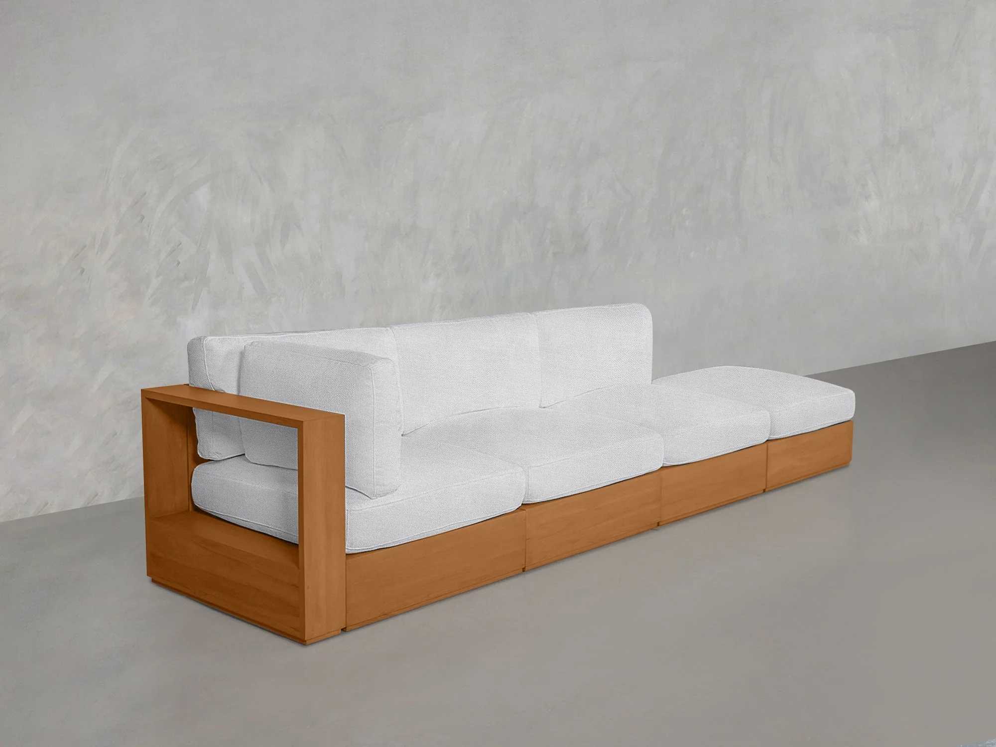 4-Seat Modular Lounger Sofa Teak Outdoor - Image 10