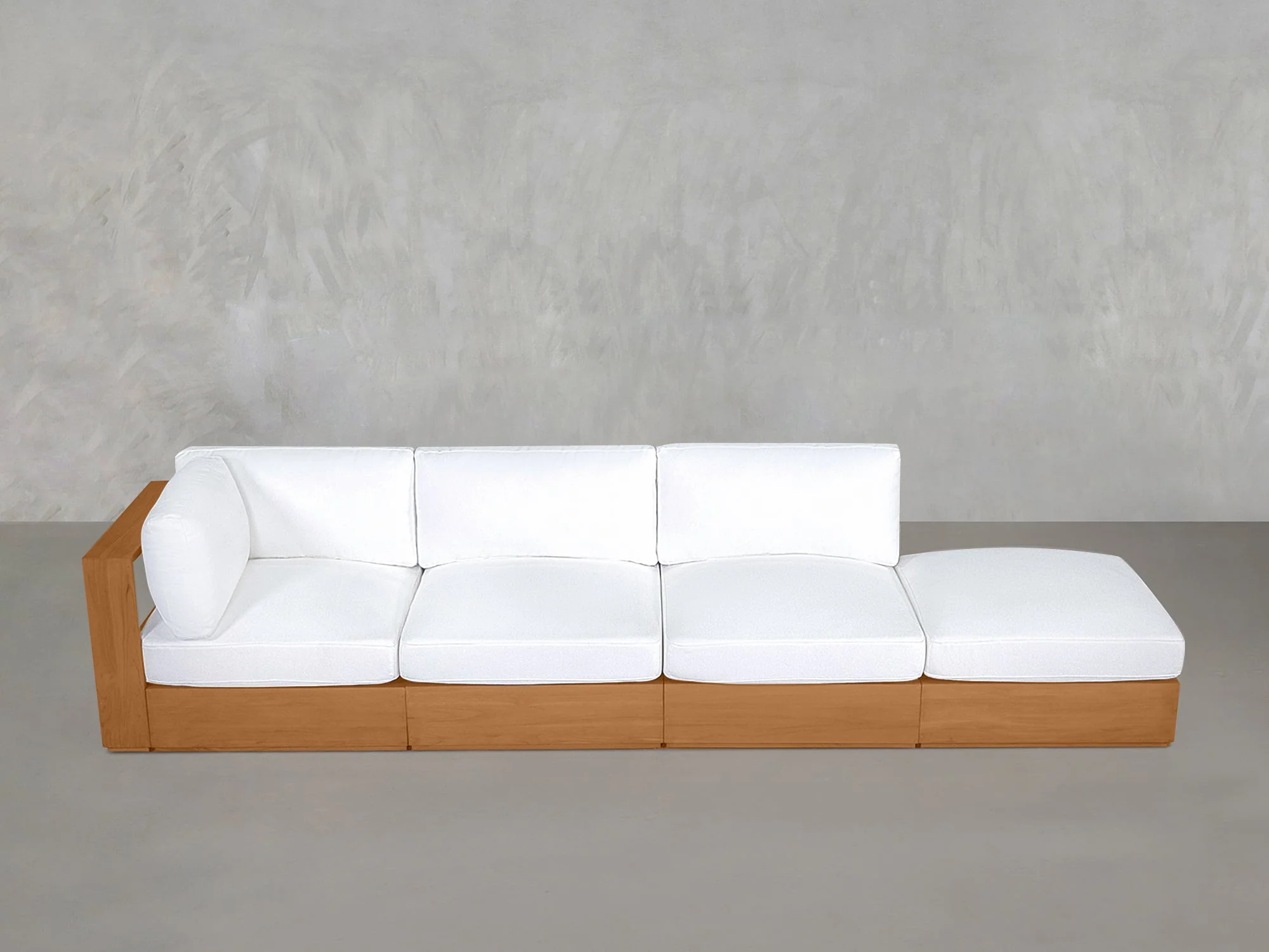 4-Seat Modular Lounger Sofa Teak Outdoor - Image 3