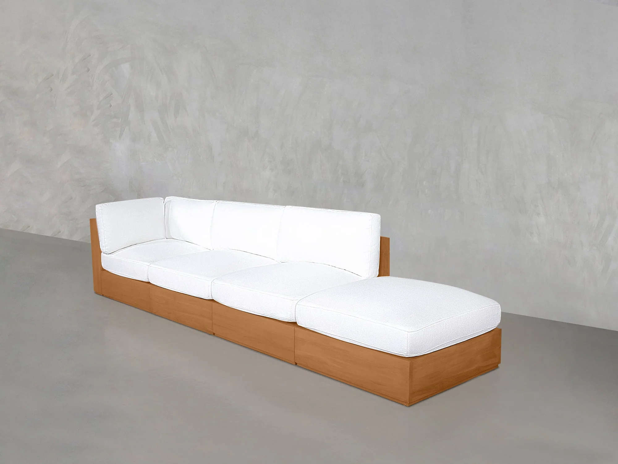4-Seat Modular Lounger Sofa Teak Outdoor - Image 4