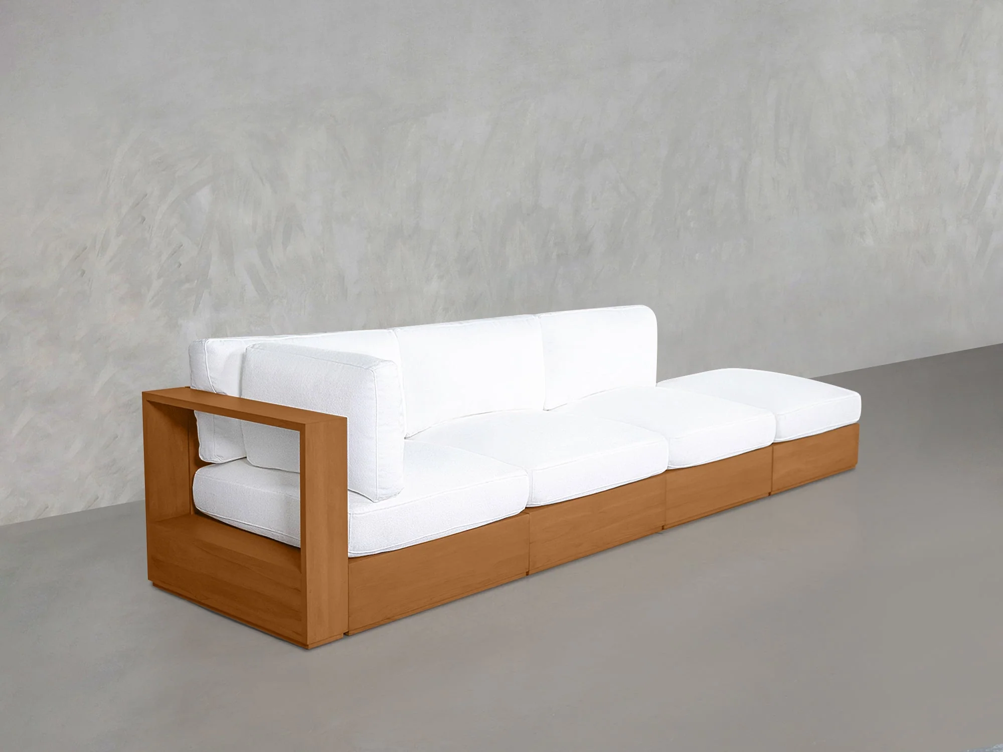 4-Seat Modular Lounger Sofa Teak Outdoor - Image 5