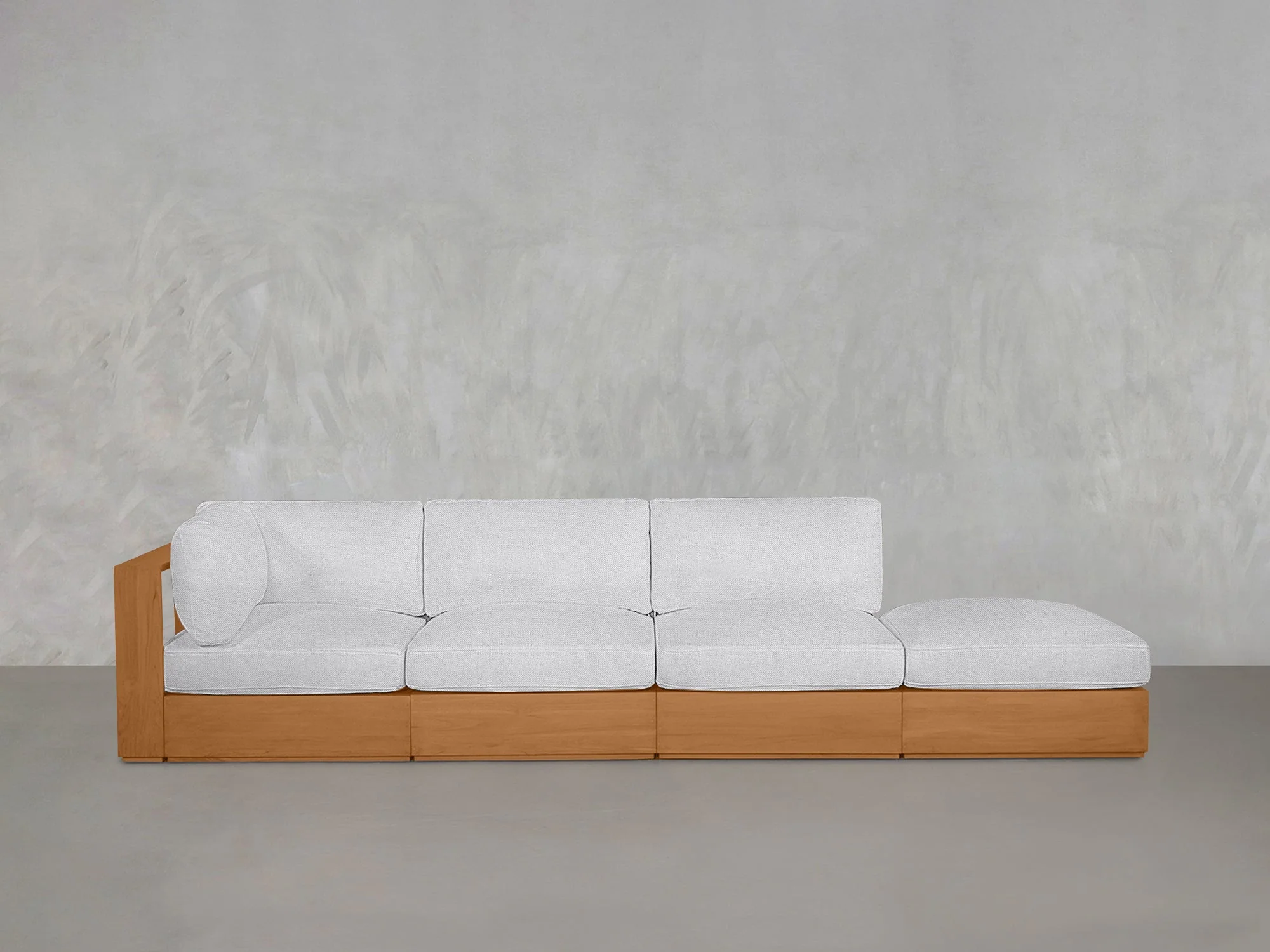 4-Seat Modular Lounger Sofa Teak Outdoor - Image 9