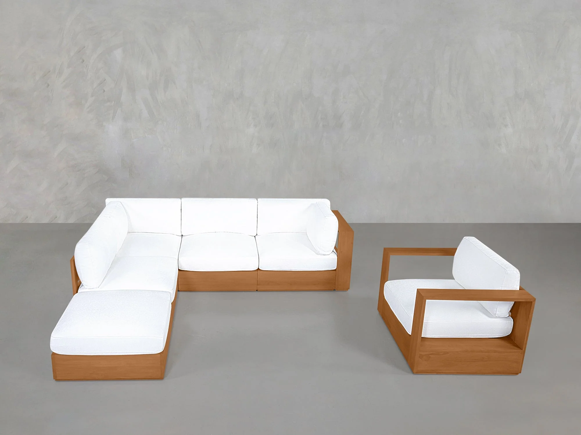 5-1 Sectional & Armchair Set Teak Outdoor - Image 2