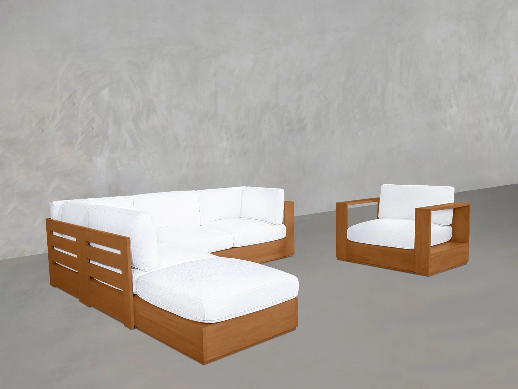5-1 Sectional & Armchair Set Teak Outdoor - Image 3