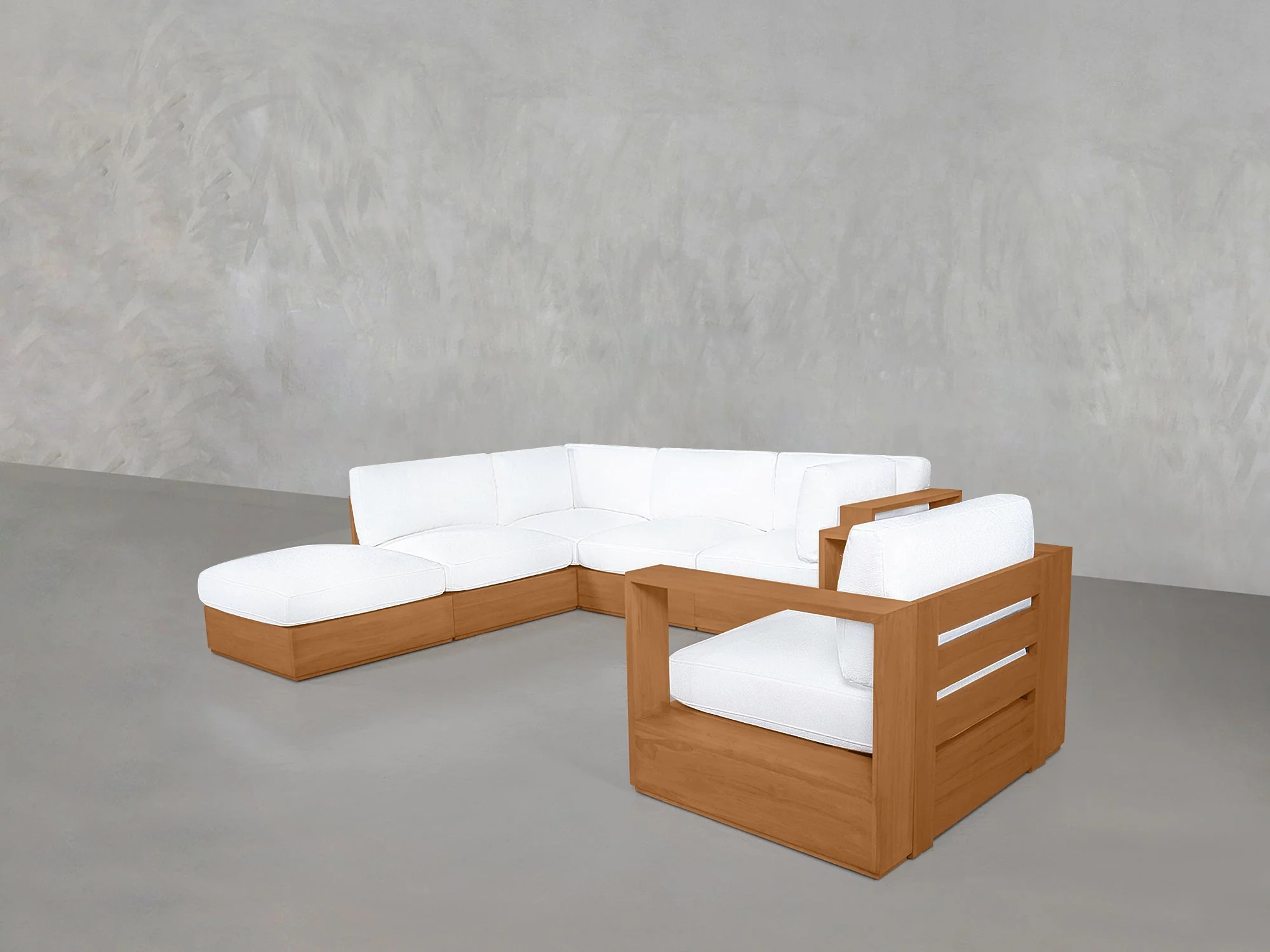 5-1 Sectional & Armchair Set Teak Outdoor - Image 4