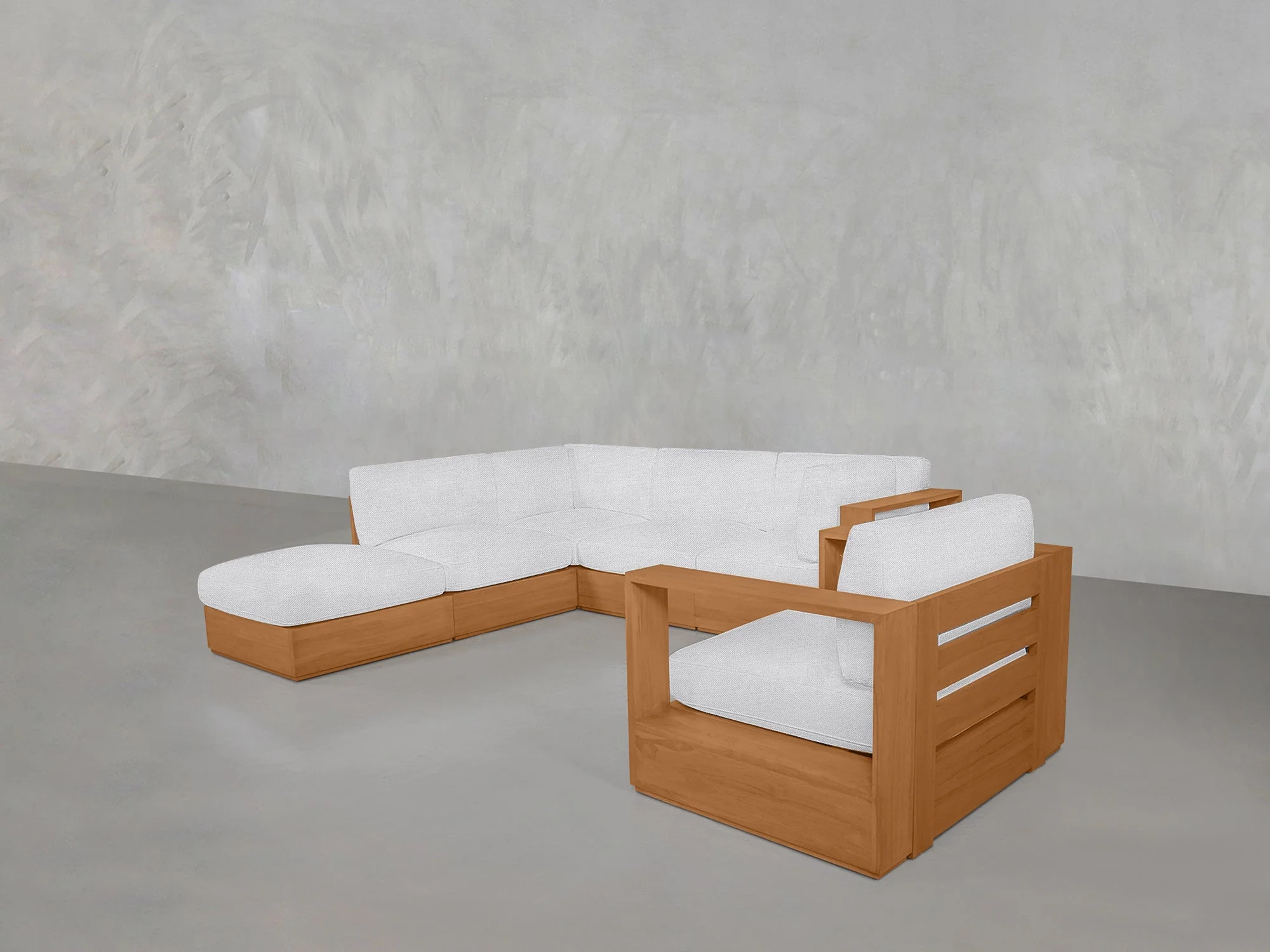 5-1 Sectional & Armchair Set Teak Outdoor - Image 9