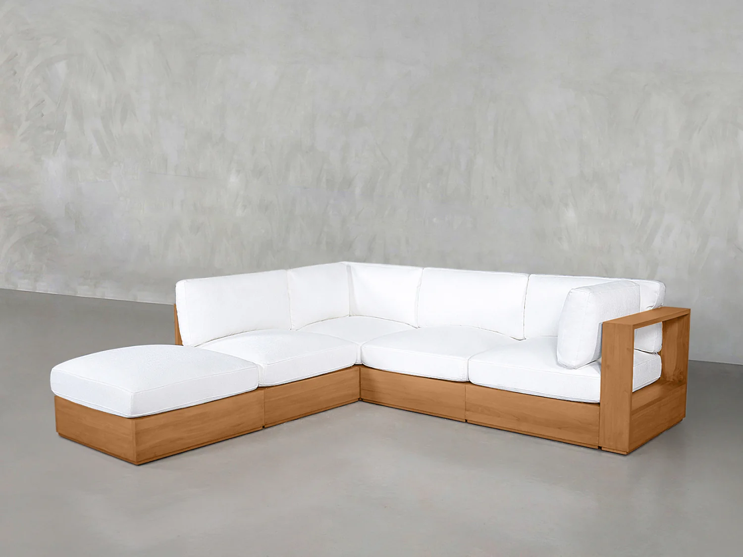 5-Seat Modular Corner Lounger Sectional Teak Outdoor - Image 3