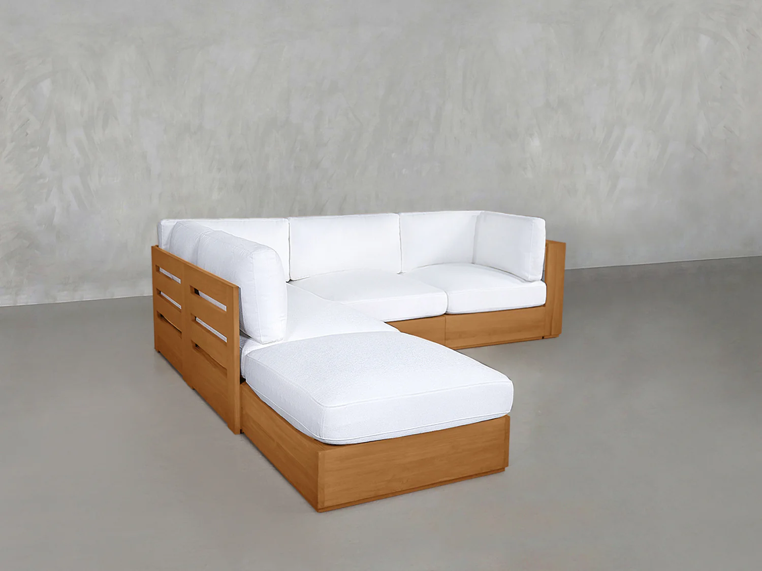 5-Seat Modular Corner Lounger Sectional Teak Outdoor - Image 4