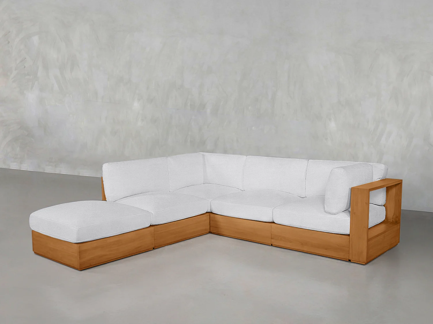 5-Seat Modular Corner Lounger Sectional Teak Outdoor - Image 9