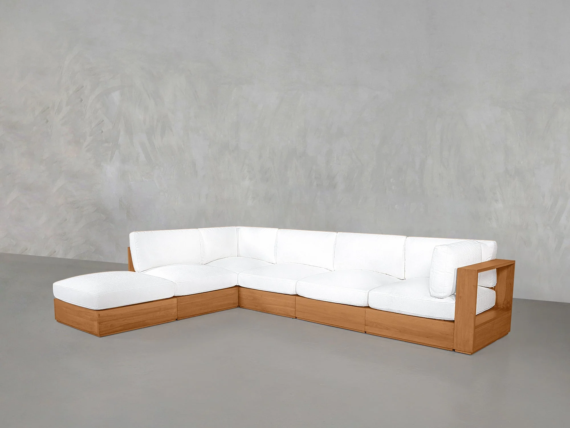 6-Seat Modular Corner Lounger Sectional Teak Outdoor - Image 3
