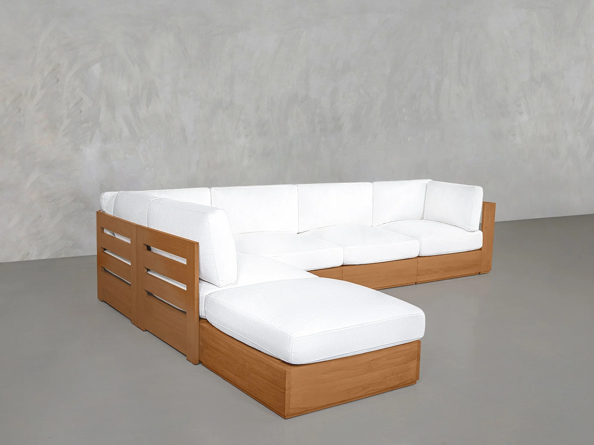 6-Seat Modular Corner Lounger Sectional Teak Outdoor - Image 4