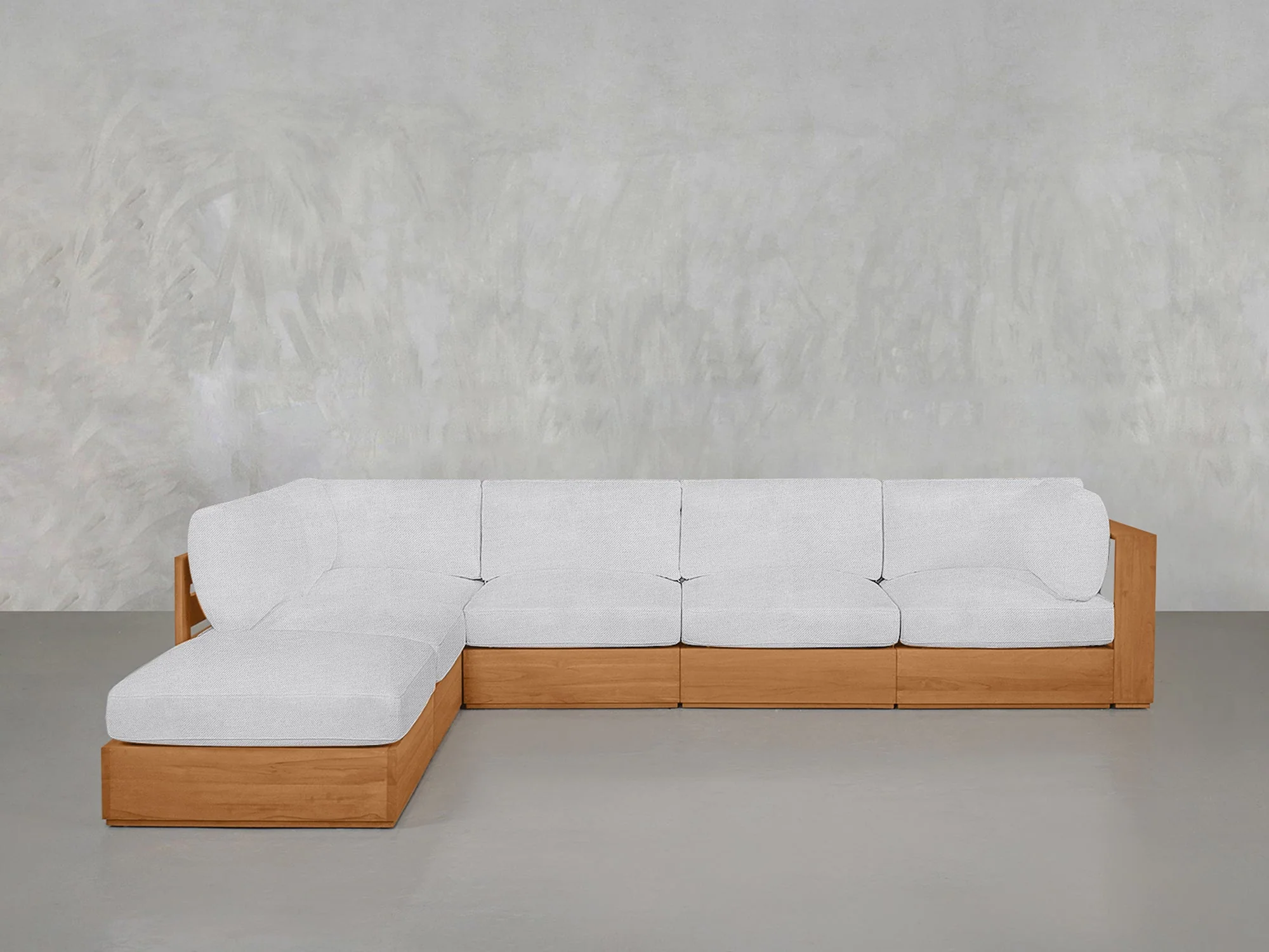 6-Seat Modular Corner Lounger Sectional Teak Outdoor - Image 8