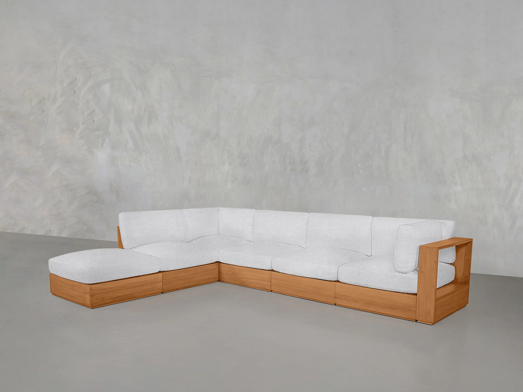 6-Seat Modular Corner Lounger Sectional Teak Outdoor - Image 9