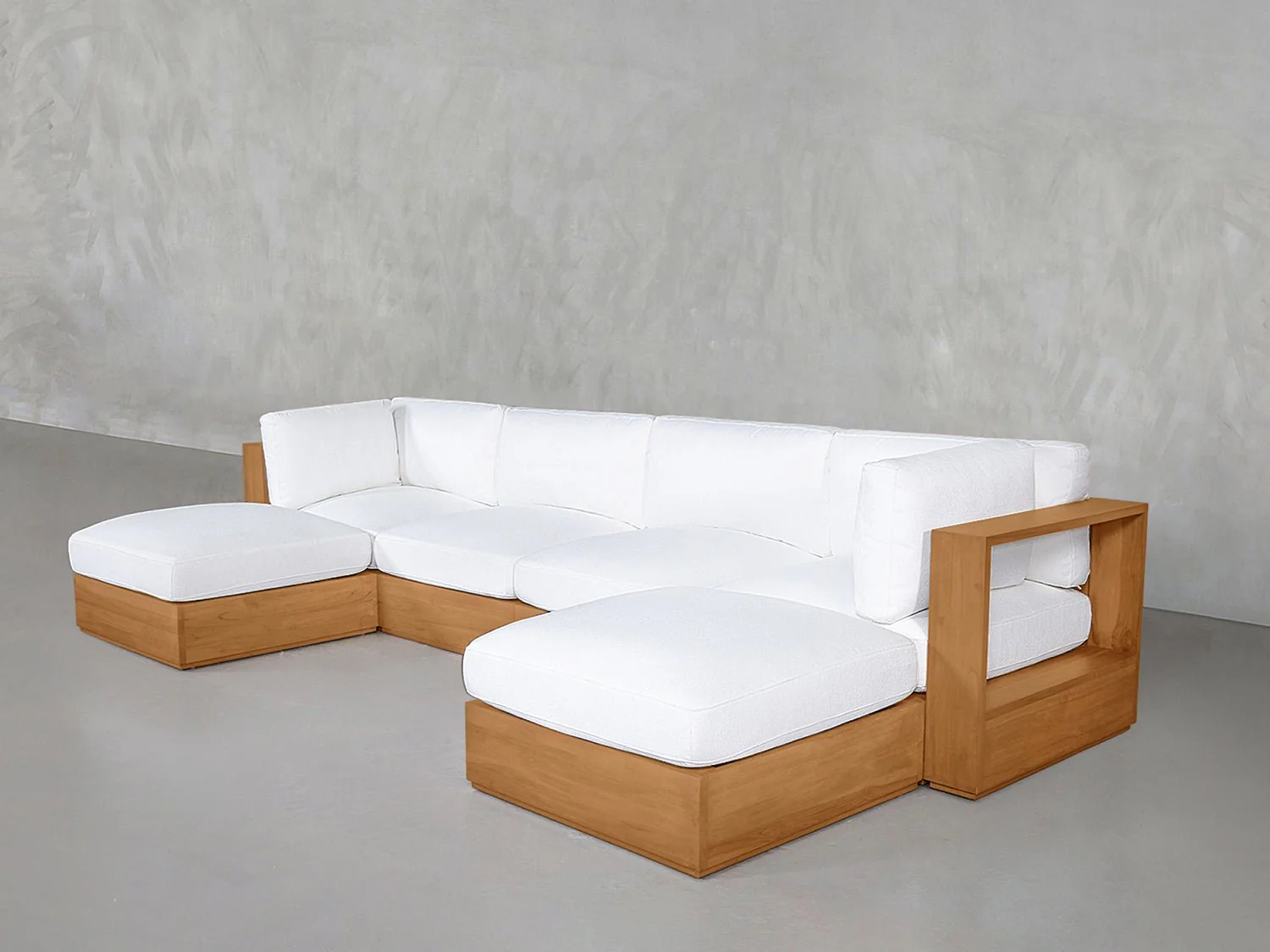 6-Seat Modular Double Chaise Sectional Teak Outdoor - Image 3