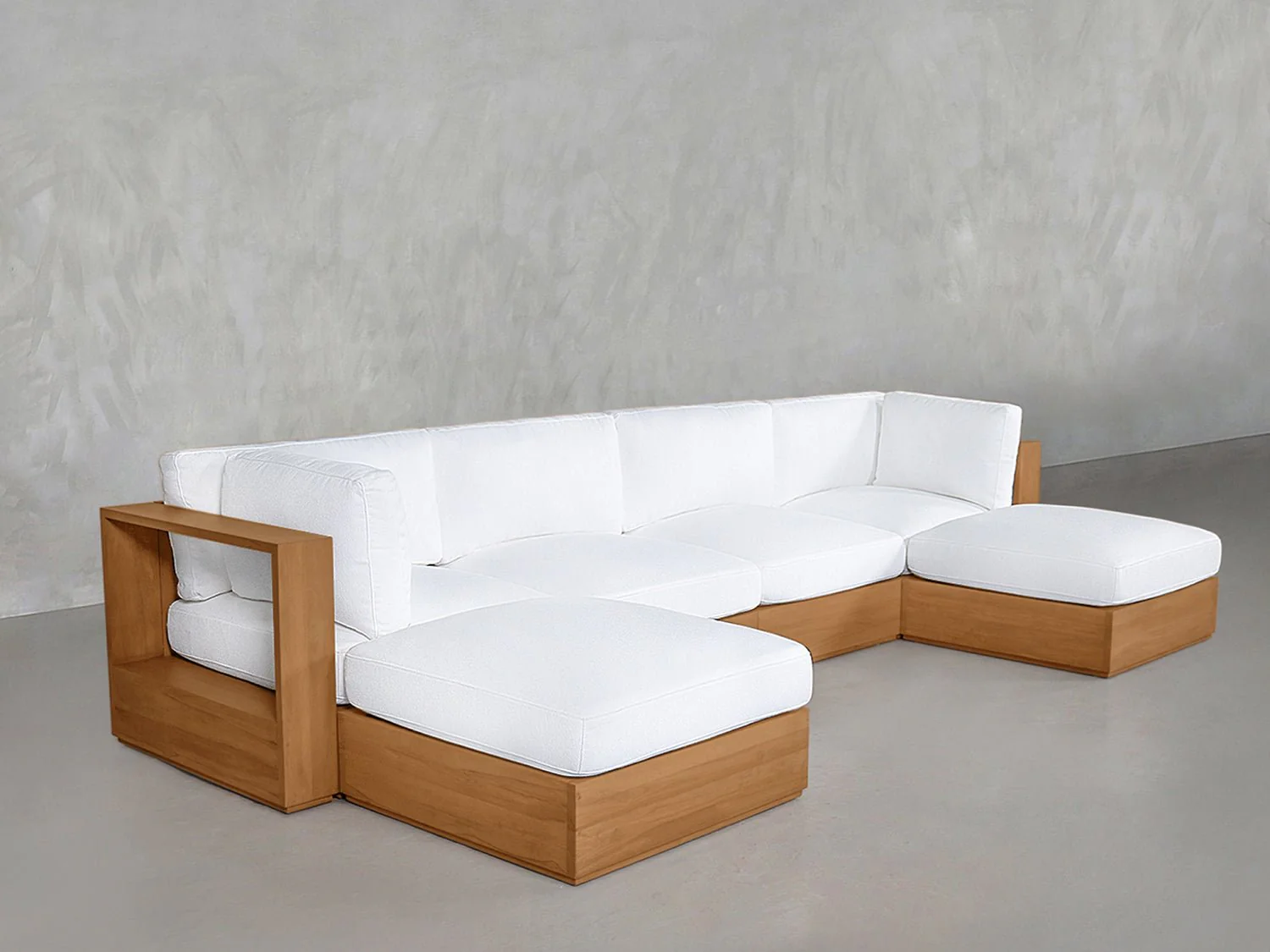 6-Seat Modular Double Chaise Sectional Teak Outdoor - Image 4