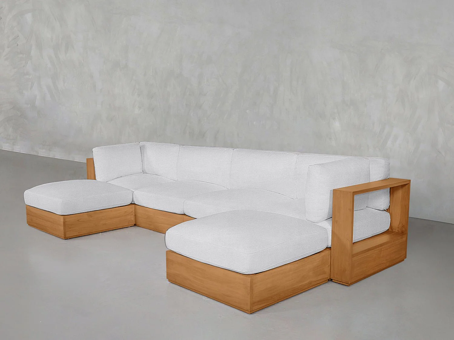 6-Seat Modular Double Chaise Sectional Teak Outdoor - Image 9