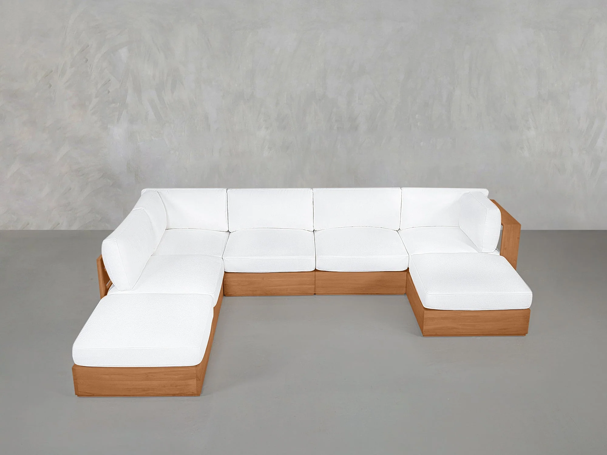 7-Seat Modular Chaise Corner Lounger Sectional Teak Outdoor - Image 2