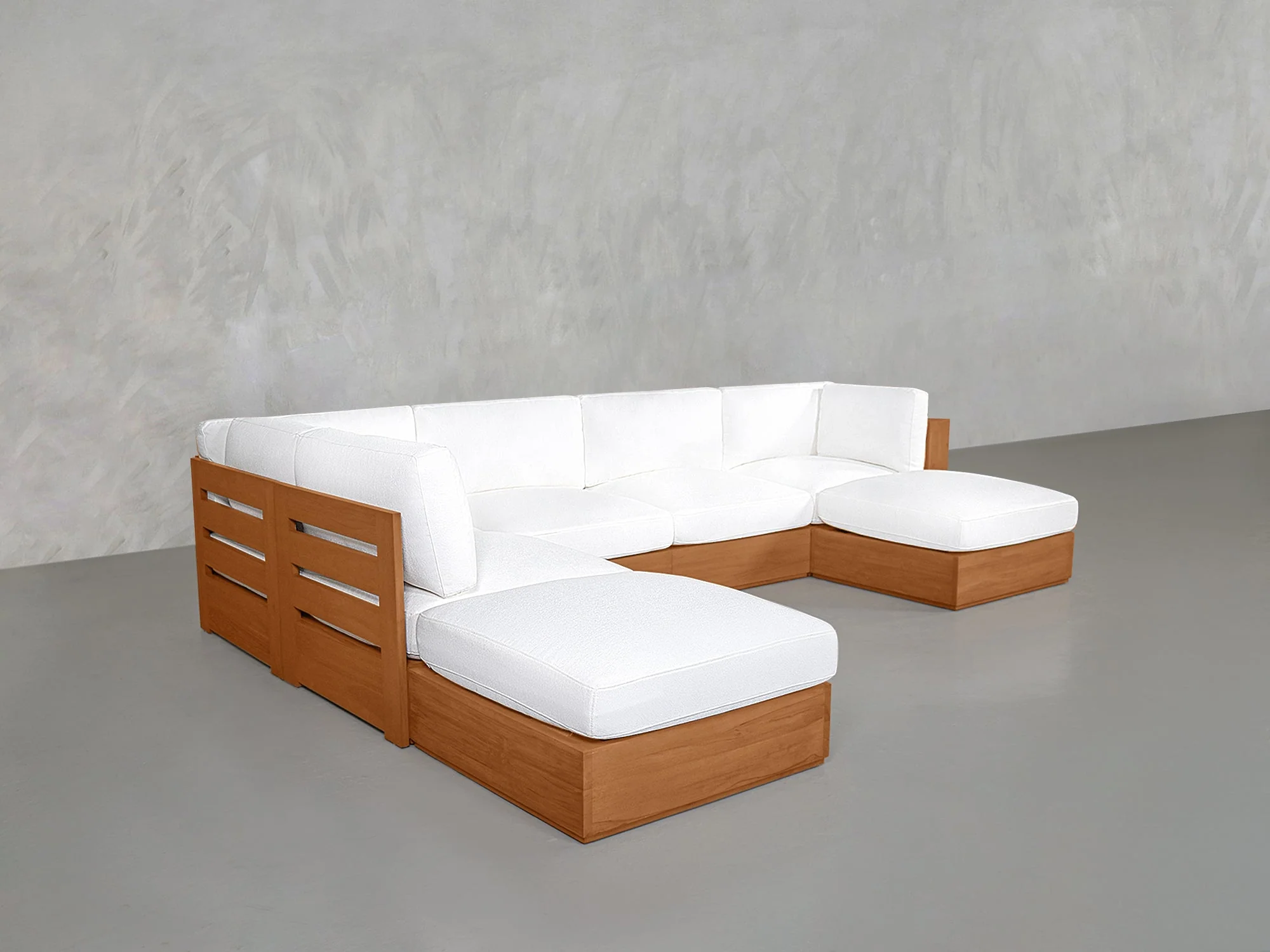 7-Seat Modular Chaise Corner Lounger Sectional Teak Outdoor - Image 3