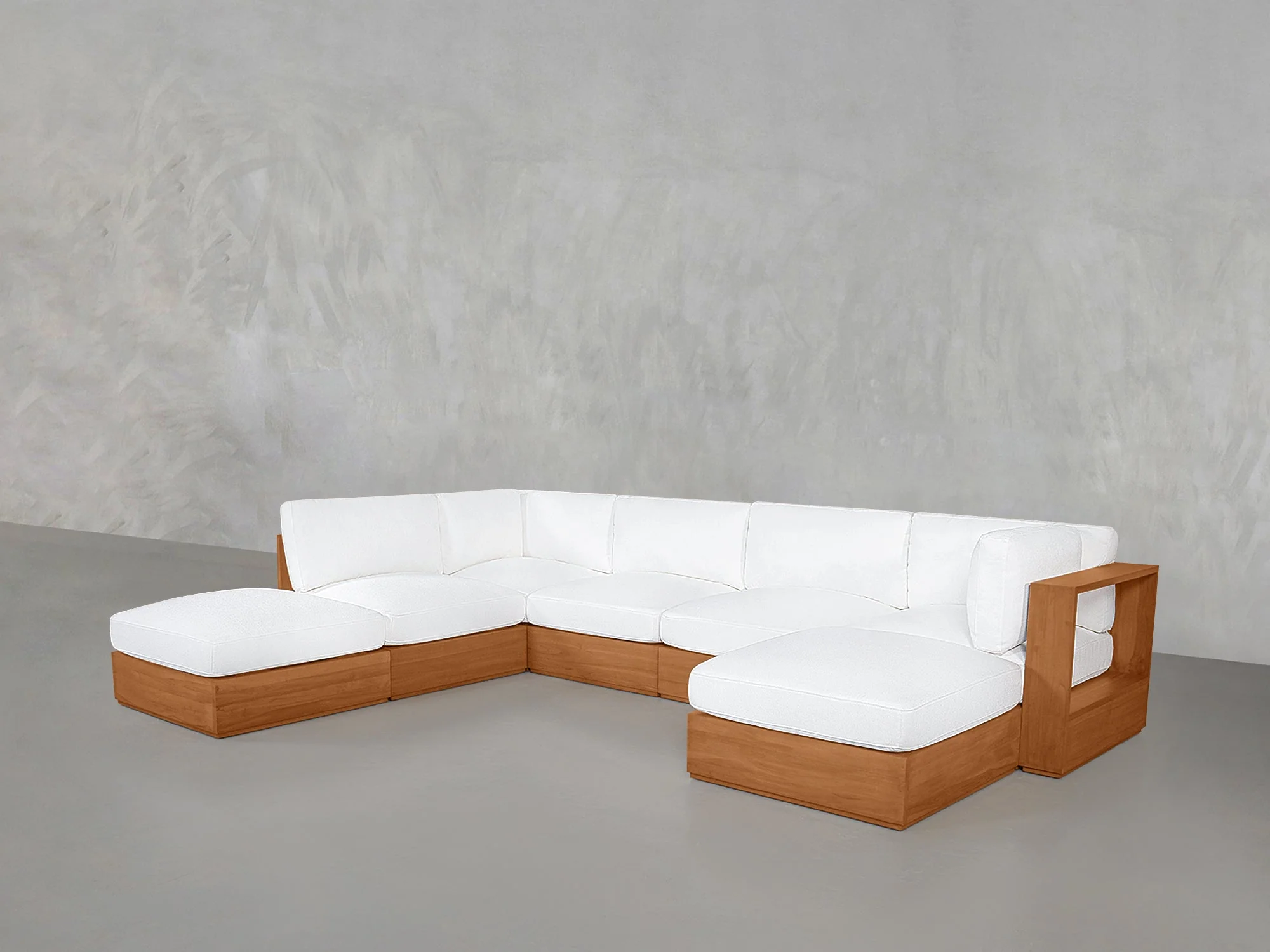 7-Seat Modular Chaise Corner Lounger Sectional Teak Outdoor - Image 4