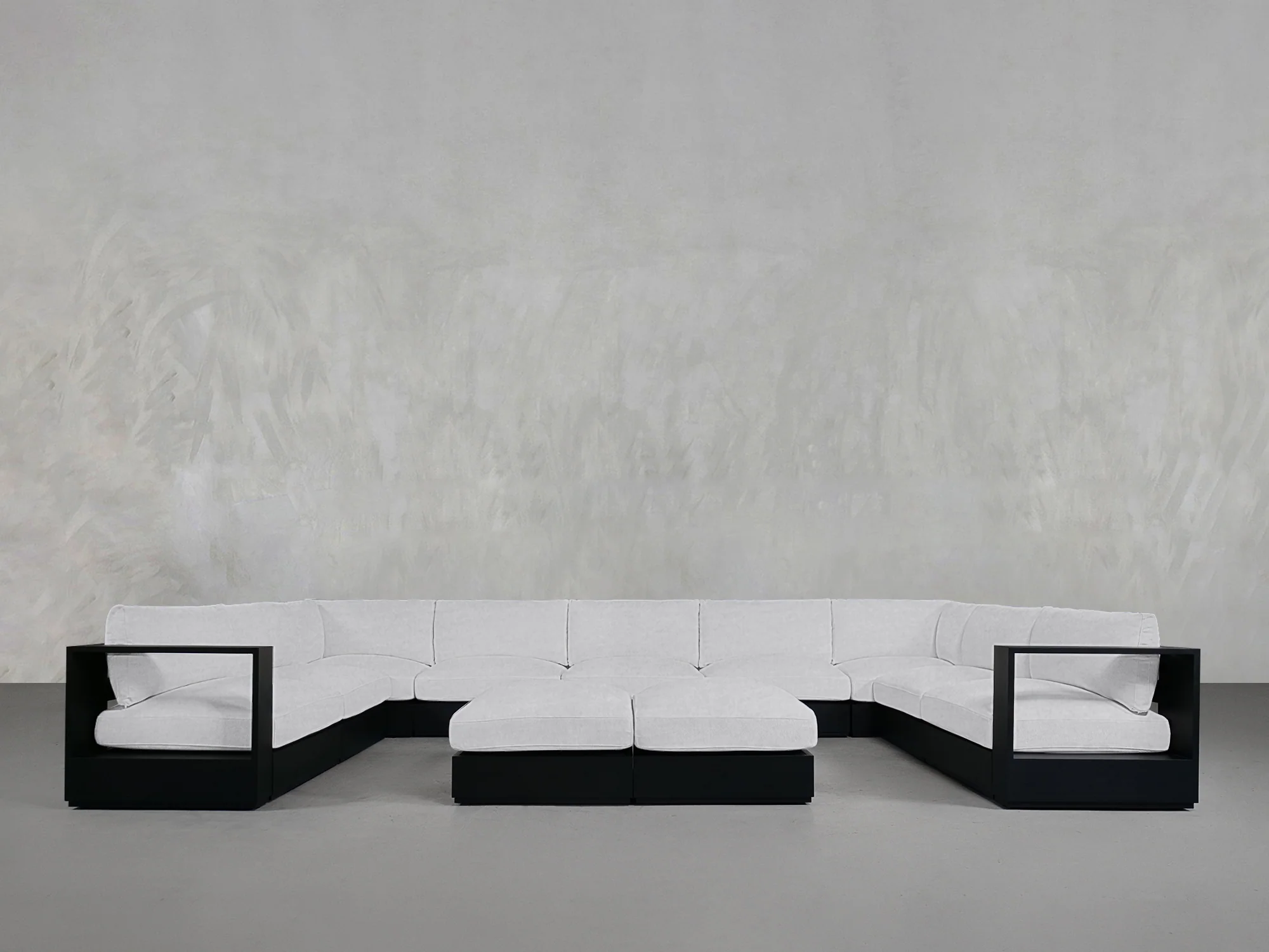 9-Seat Modular U-Sectional with Double Ottoman Aluminum Outdoor - Image 5