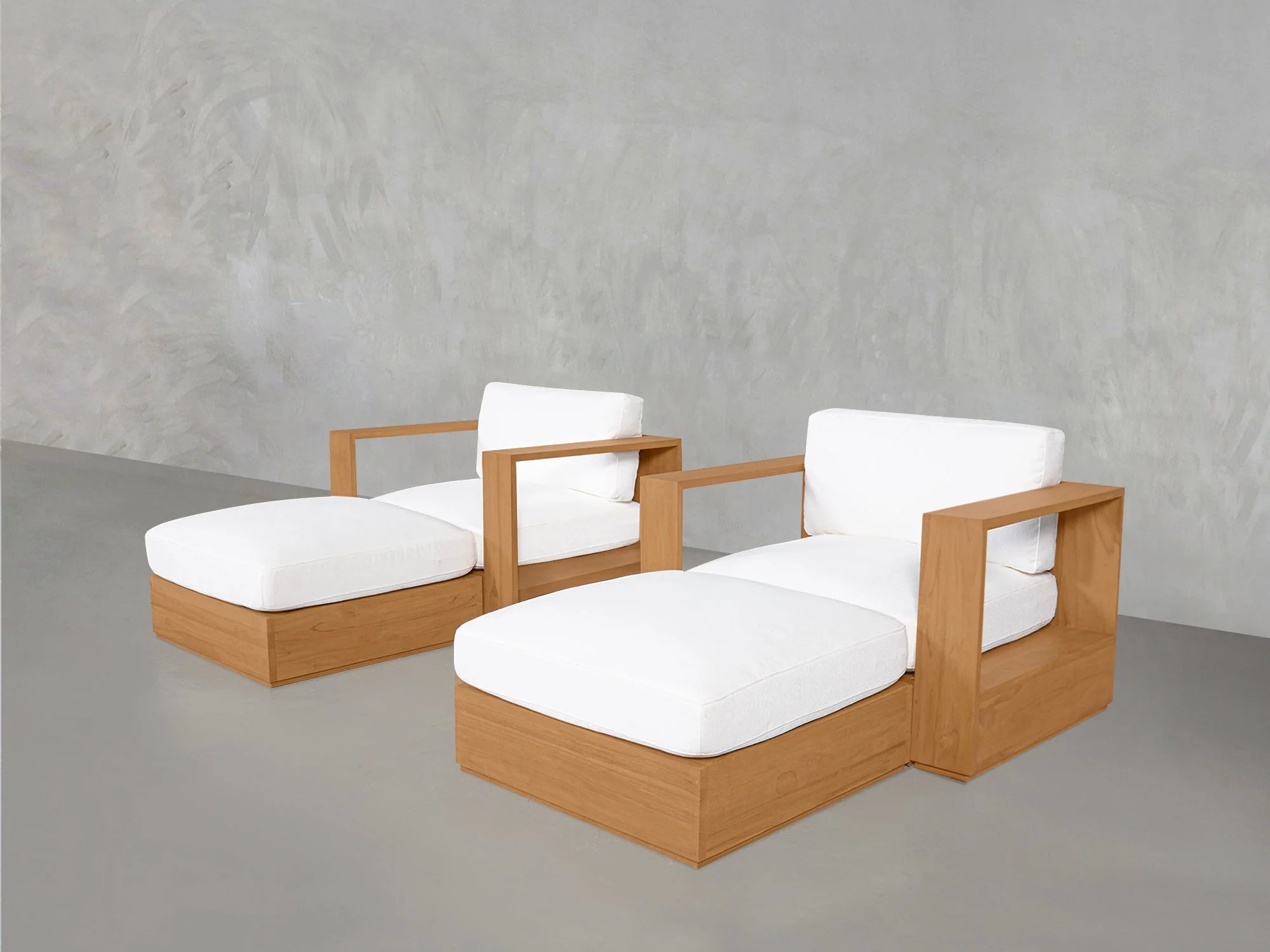 Double Armchairs with Ottomans Teak Outdoor - Image 3