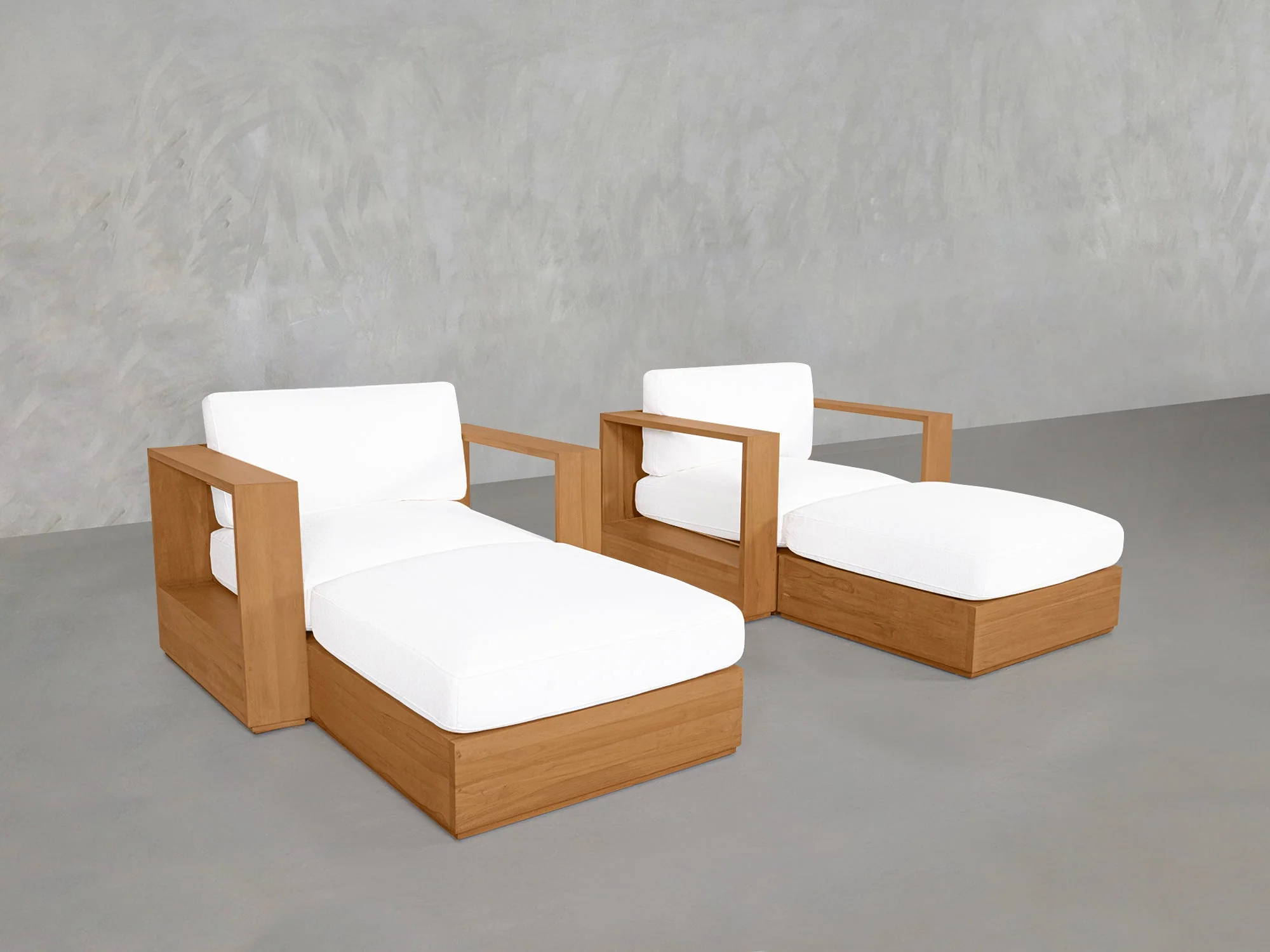 Double Armchairs with Ottomans Teak Outdoor - Image 4