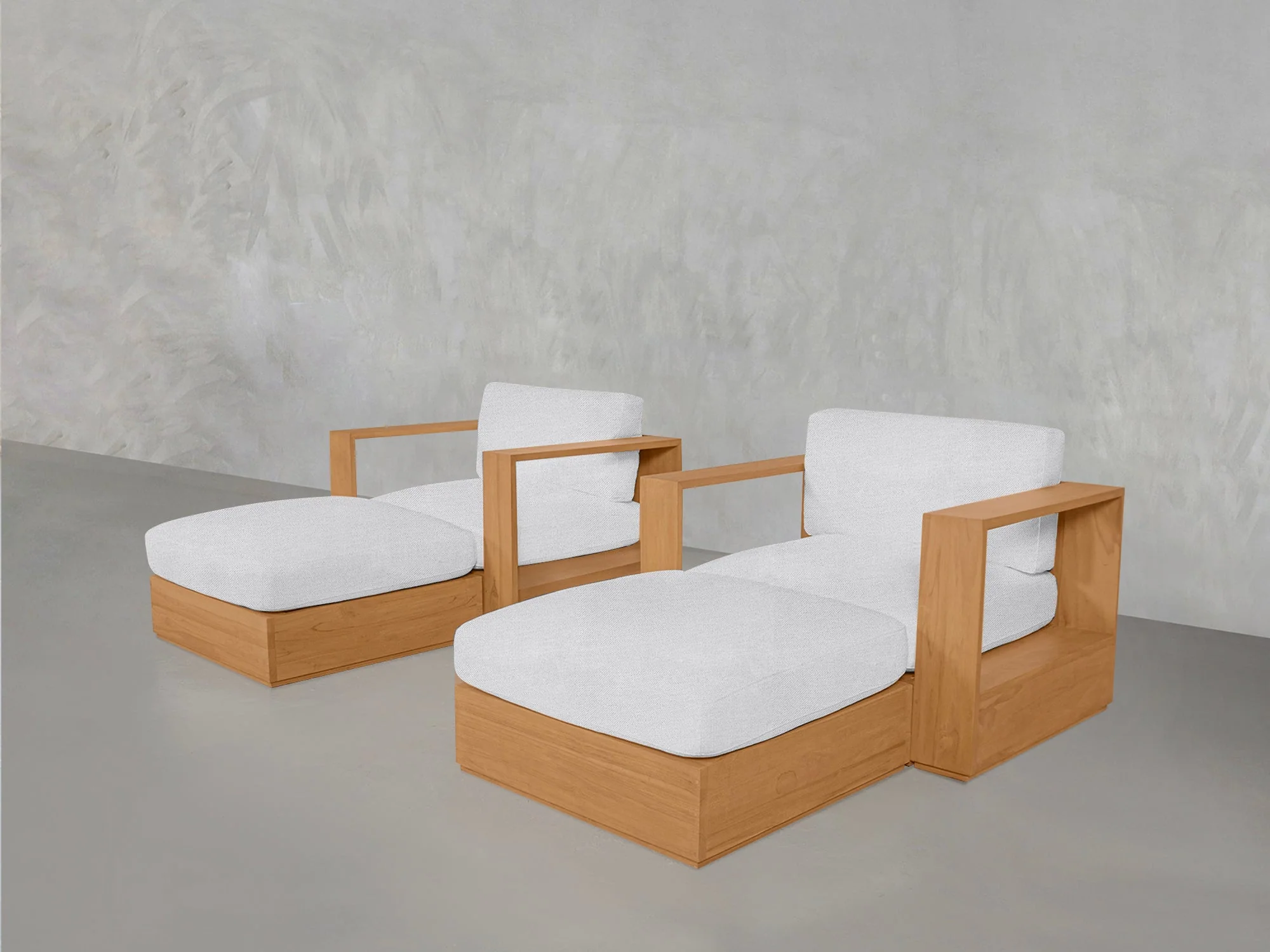 Double Armchairs with Ottomans Teak Outdoor - Image 9